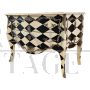 Baroque style chest of drawers with black and white diamonds