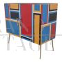 Vintage style two-door sideboard in multicolor glass