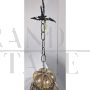 Murano glass lantern pendant light in amber colour