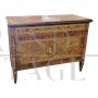 Lombard chest of drawers in antique Louis XVI style with musical inlays                            