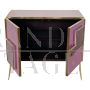 80s sideboard in pink glass with LED illuminated handles