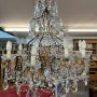 Antique chandelier with amber crystal drops and 10 lights