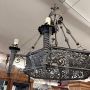 Antique wrought iron chandelier with six lights, Italy 19th century