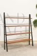 Scandinavian ladder shelf bookcase in teak and iron, Italy 1950s