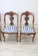 Set of four antique gondola chairs in carved walnut