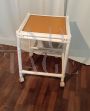 Bamboo and leather coffee table with wheels