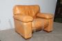 Vintage designer armchair in cognac brown leather, 1960s  