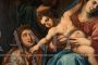 Antique oil painting on canvas depicting the Mystical Marriage of Saint Catherine