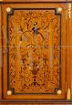 Antique sideboard or bookcase with rich inlays and bronze decorations                            