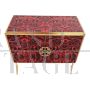 Two-door sideboard in red and black colored glass