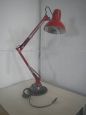 Perenz industrial design desk lamp in red metal, Italy 1960s