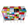 Dresser with 4 drawers in multicolored mosaic glass