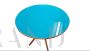 Round Ico Parisi table with teal glass top