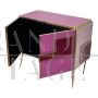 80s sideboard in pink glass with LED illuminated handles