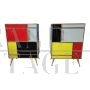 Pair of bedside tables in wood and glass in four colours