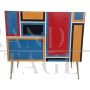 Vintage style two-door sideboard in multicolor glass