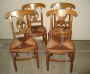 Set of 4 vintage straw chairs in walnut, never used