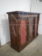 Vintage 1950s walnut three-door bookcase sideboard