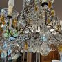 Antique chandelier with amber crystal drops and 10 lights