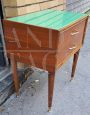 Vintage teak bedside table with green glass top