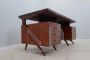 Vintage desk with a curved shape, Italian mid-century design from the 1950s