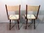 Pair of Carlo Ratti style chairs in wood and ivory skai, 1960s