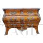 Antique Louis XV style rounded chest of drawers with marqueterie inlays