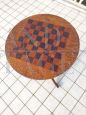 Antique round snap top table with inlaid chessboard, 19th century 