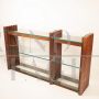 Design console attributed to Carlo Scarpa in solid wood with glass shelves