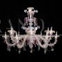 Rezzonico chandelier in pink and gold Murano glass with 12 lights