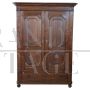 Antique 19th century poplar wood wardrobe with drawer at the base         