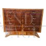 Art Deco chest of drawers in walnut briar with inlays                            