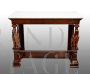 Antique Sicilian Empire console table in mahogany feather with white marble top