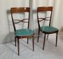 Pair of Melchiorre Bega chairs in green skai leather, 1950s