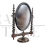 Antique table mirror in turned wood