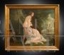 Pair of antique French oil paintings on canvas depicting Nymphs     