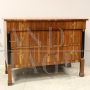 Antique Empire dresser in walnut with columns, 19th century Italy