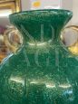 Vase by Flavio Poli for Seguso in green Murano glass with bubbles