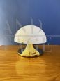 1970s mushroom table lamp in white plexiglass and brass