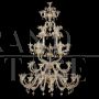 Large Rezzonico chandelier in crystal and gold Murano glass with 42 lights