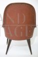 Vintage 60s armchairs in brick-colored skai