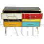 Vintage style 6 drawer dresser in multicolor glass