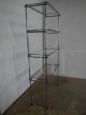 70s industrial style bookcase in chromed iron and glass