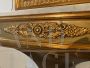 Small antique console table from the Empire period in gilded wood with mirror                            