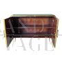 Two-door sideboard in aqua green Murano glass and brass