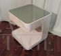 Coffee table on wheels by Marcello Siard in white with glass top