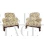 Antique living room set with sofa and armchairs in damask fabric