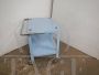 Industrial style light blue metal food trolley from the 70s