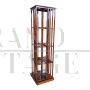 Quadrangular revolving bookcase in walnut