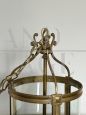 Vintage lantern chandelier in brass and blown glass, Italy 1950s